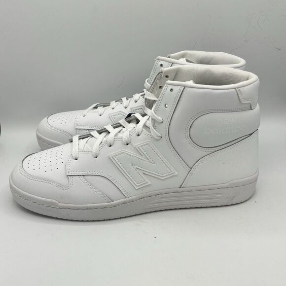 New Balance 480 Triple White BB480COC Hi top Sneaker skate Shoes Mens 8.5 D - Picture 1 of 9